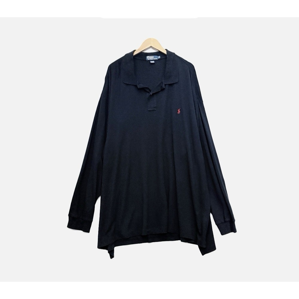 Polo Ralph Lauren Polo Shirt Men's 4XB Big Long Sleeve Golf Casual Black Preppy